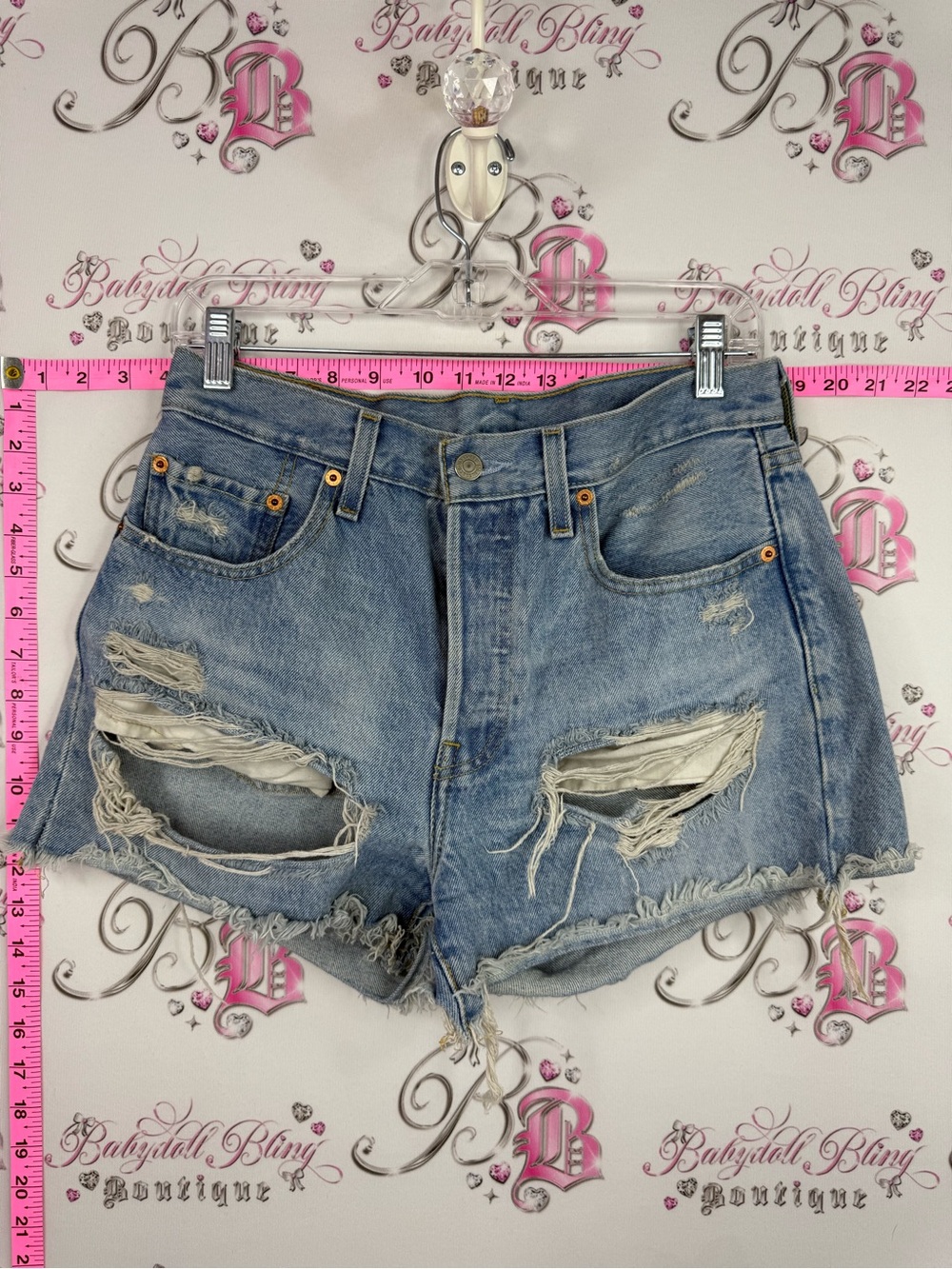Levi's shorts white Light Blue Distressed Cutoff Jean Shorts